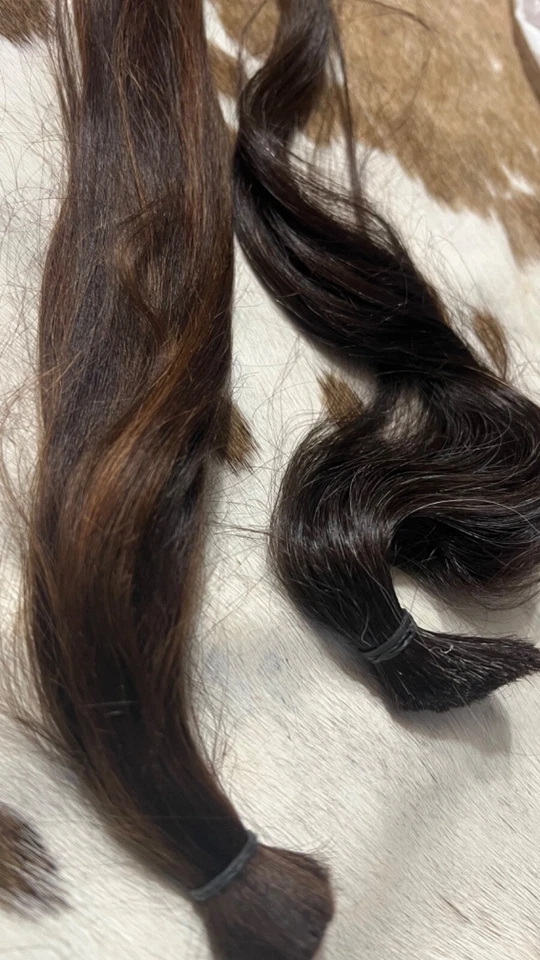 "2 Cabello Humano Virgen Corte Fresco 10"" Natural Medio Marrón" Foto 3 de 4