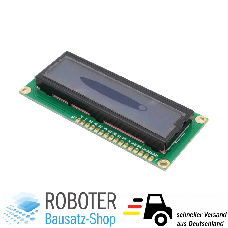 LCD Display 16x2 Zeichen Modul 1602, blaues Backlight für Arduino, AVR - Bild 2 von 3