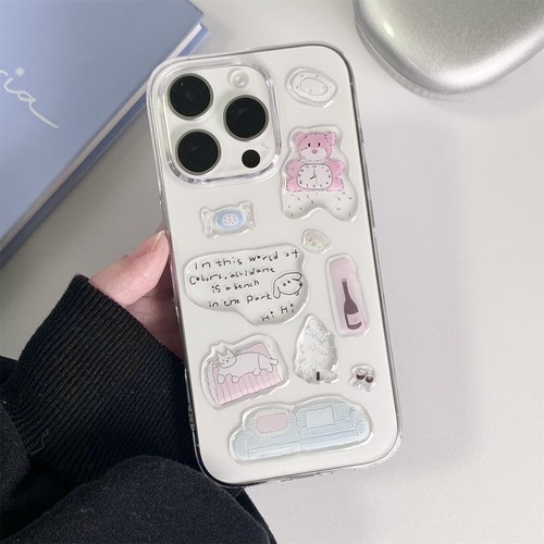 DIY Sticker Cute Clear Cartoon Phone Case Cover for iPhone 16 15 14 13 Pro Max - 第 15/22 張圖片