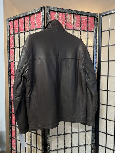 Perry Ellis Portfolio Men’s Brown Lambskin Leather Zip Up Jacket NWT Sz Small - Picture 4 of 20