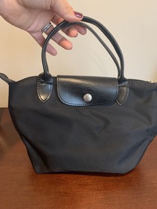 Longchamp bolso Negra Usada Pequeño Mango Corto | eBay