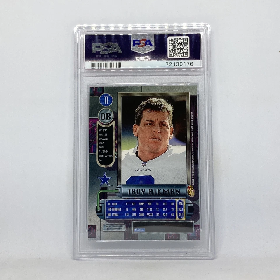 Troy Aikman Metal Universe Insert 1997 Skybox Metal Universe Football #11 PSA 7 - Image 3 of 4