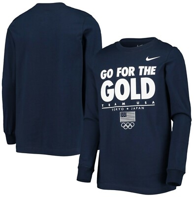 Team USA Youth Nike Navy 2020 Olympics Core Go for Gold Long Sleeve T-Shirt L