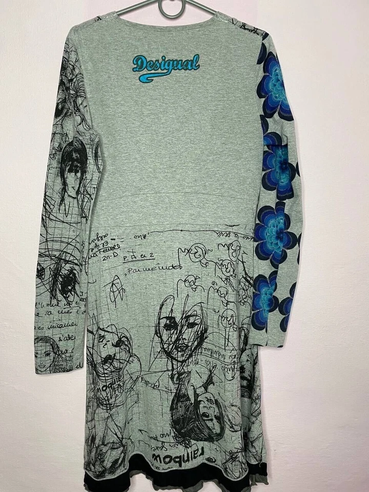 Desigual Kleid Damen Grau Geometrisches Kleid Sz L - Bild 4 von 4