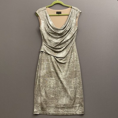 Connected Apparel Cocktail Dress Sz 6 Shimmer Metallic Knit Sleeveless