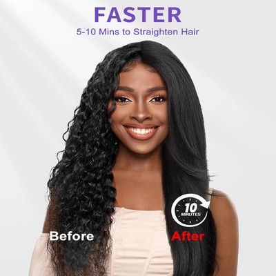 Hair Straightener Brush, Ionic Plus Steam Straightening Brush For Smooth, Anti-f