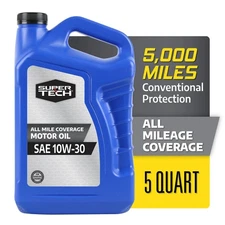Super Tech All Mileage Synthetic Blend Motor Oil SAE 10W-30, 5 Quarts