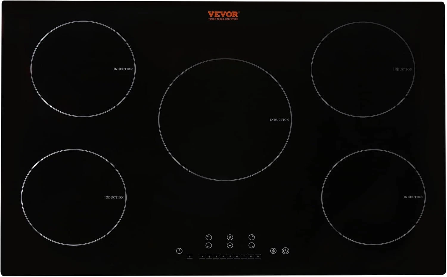 30" Induction Electric Cooktop, 5 Burners, Touch Control, Easy Clean, Child Lock