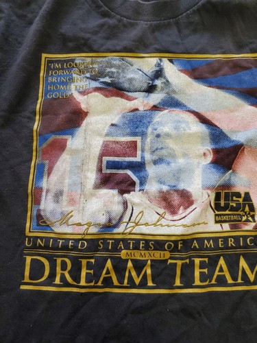 Vintage Nike Magic Johnson USA Basketball Dream Team T Shirt Size 7/8 - Picture 4 of 6