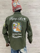 Camicia militare a maniche lunghe Snoopy x Flagstaff kaki ricamata M nuova