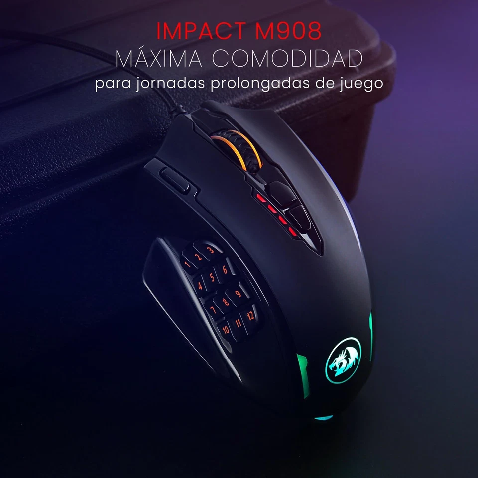 M908 12400 DPI Impact MMO Gaming Mouse w/ 18 Programmable Buttons, Weight Tun... - Image 2 of 4
