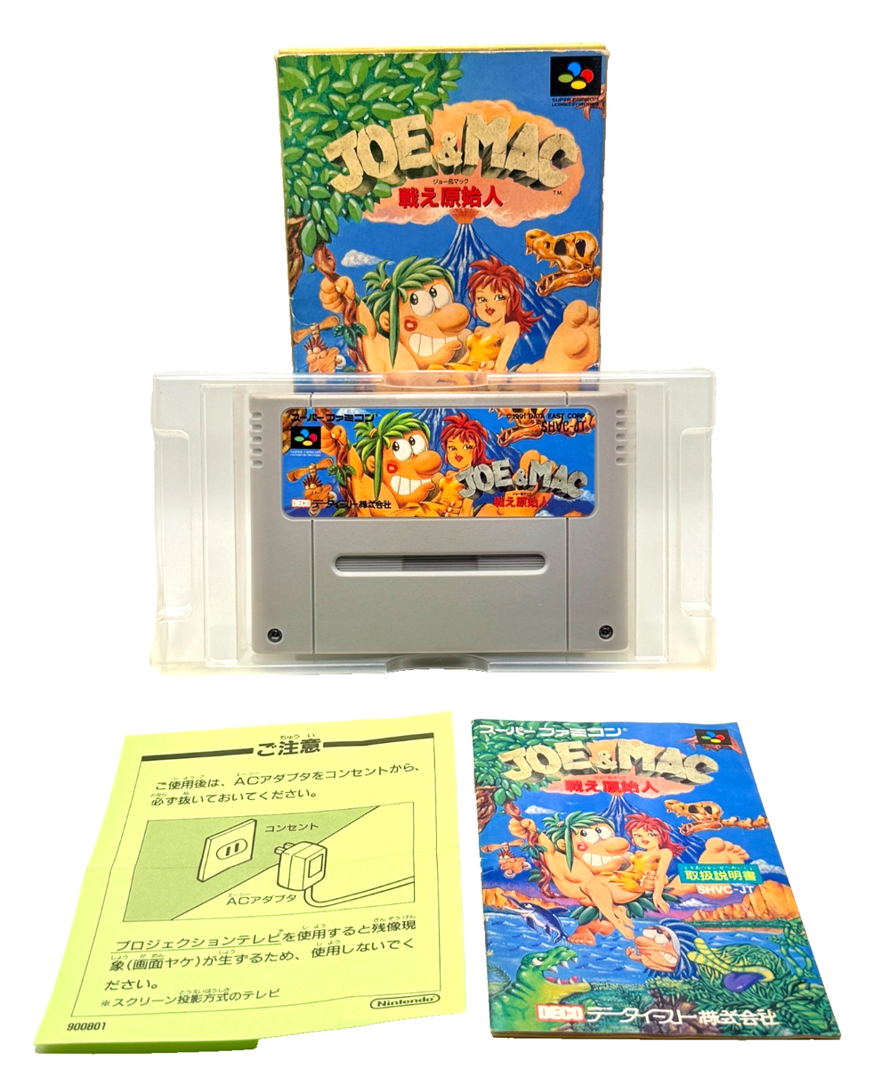 COMPLETE in BOX RARE JOE & MAC Nintendo Super Famicom Japanese