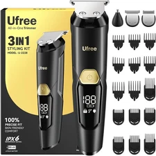 Ufree 3-in-1 Beard Trimmer Kit – Men's Electric Shaver & Grooming Clippers