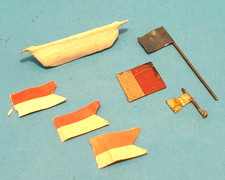 DSH0237882636 - Uralt Blech Rettungsboot + Blechfahnen + Papierfahnen Selten