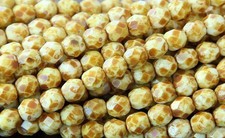 Czech Faceted Opaque White Picasso Firepolish Glass Beads 6mm 25