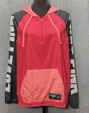 Victoria's Secret PINK Spell Out Quarter Zip Color Block Windbrea Windbreaker XS