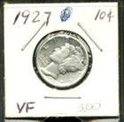 1927 Mercury Dime~90% Silver~F~Very Fine~.0723 Oz Silver