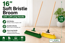 BH | 16" Soft Bristle Broom with 1.2M Long Handle Indoor Sweeping Brush