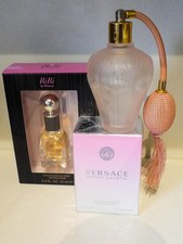 Collection of PERFUMES- New in Box VERSACE; RI RI by Rihanna & Pink Glass Bottle