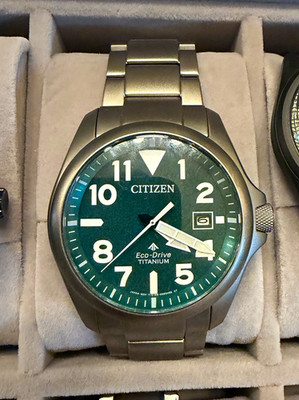 Citizen Promaster Tough Eco-Drive Titanium Men's Watch Green Dial Date 200m