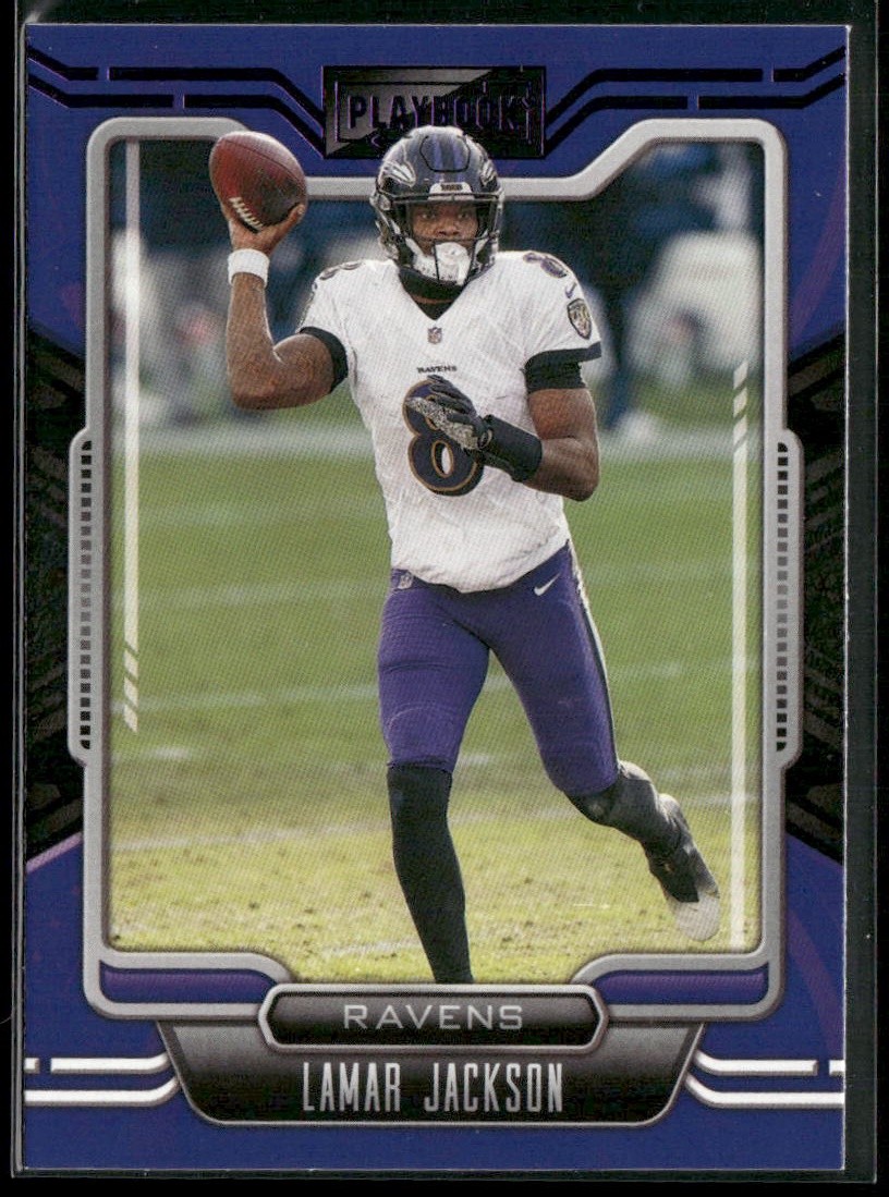 Lamar Jackson 2021 Panini Playbook #7 Purple Mosaic Prizm Baltimore Ravens