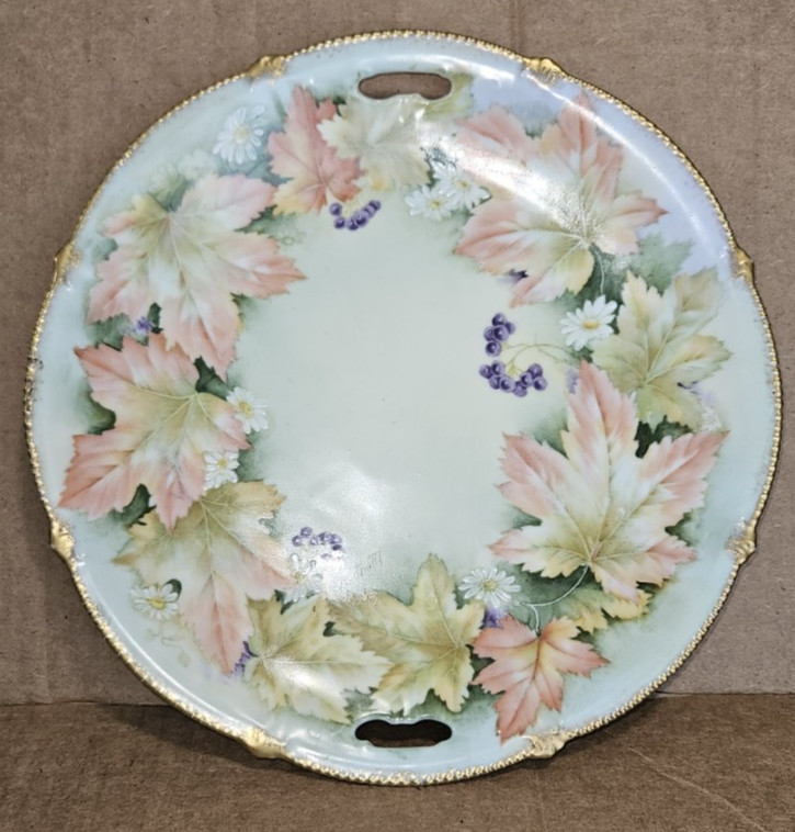 Antique P.T. Bavaria porcelain plate featuring hand-painted signed by Longpere