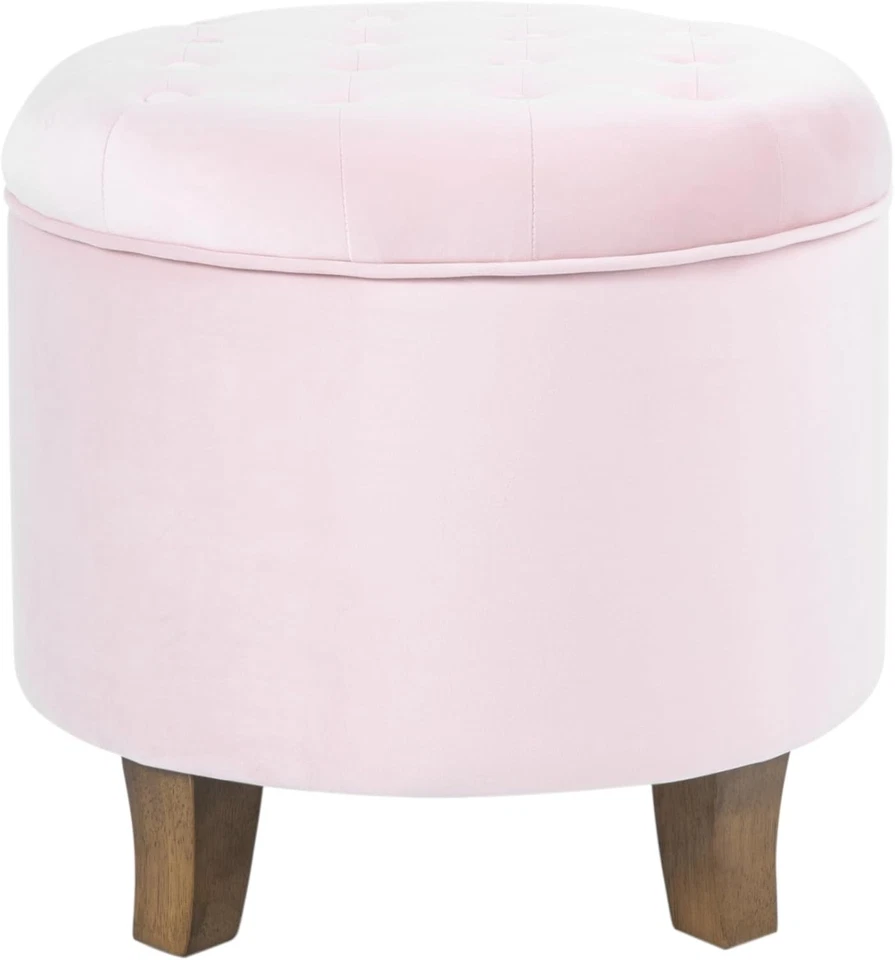 Small Round Ottoman for Living Room, Pink Blush - Image 3 of 4
