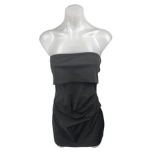 NEW Mango MNG Black Strapless Tube Bandeau Overlay Mini Bodycon Dress Size S