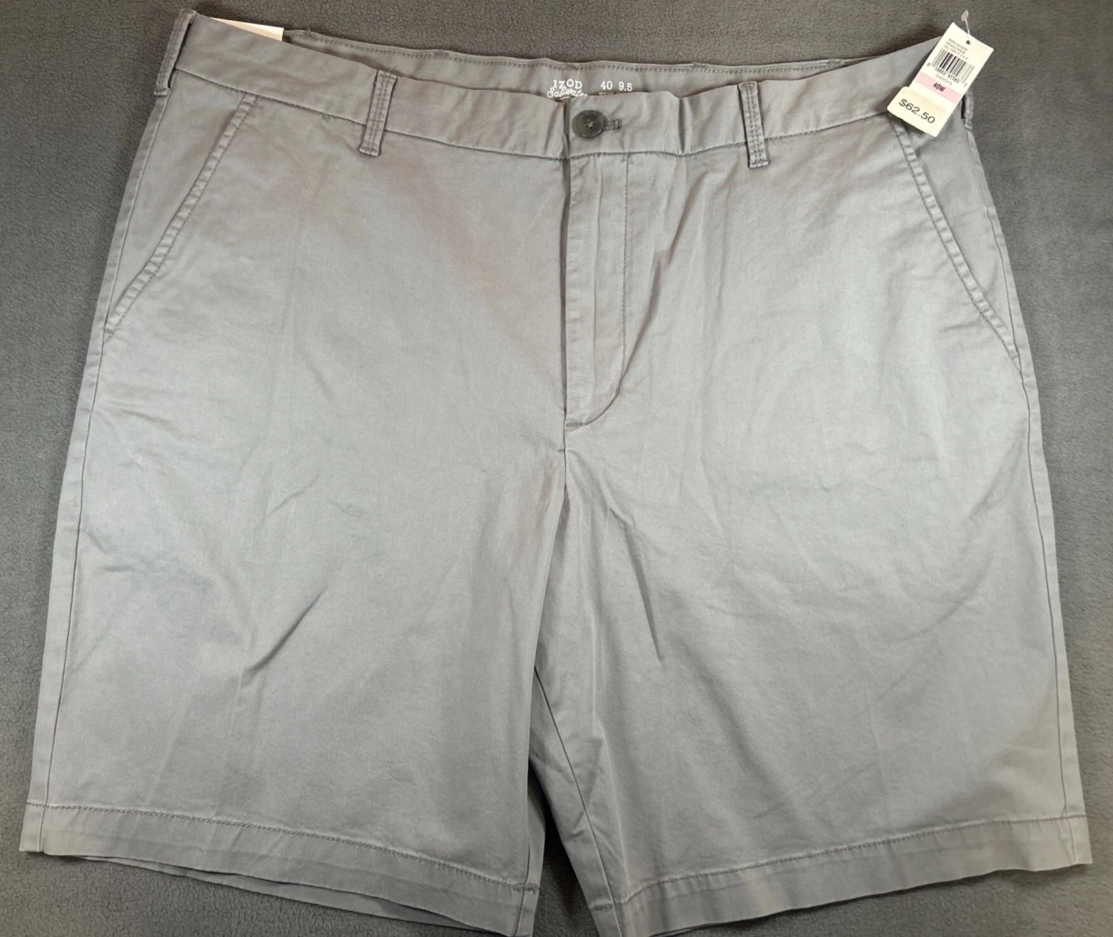 NWT Izod Saltwater Chino Shorts Mens 40 Gray Stretch Twill Casual