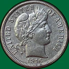 1916 Barber Dime Choice Almost Uncirculated AU+ Coin #35524