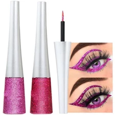 evpct 2Pcs Light Rose Purple Pink Color Liquid Glitter Eyeliner Sets for Wome...