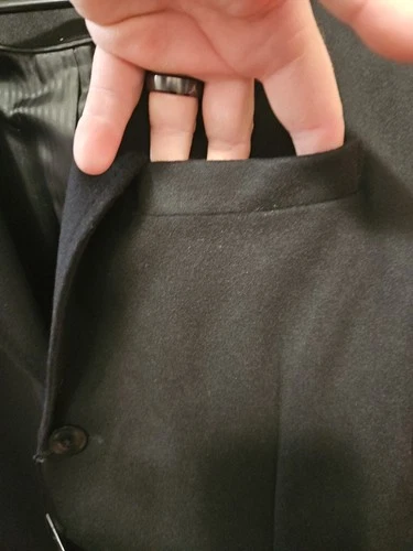 JF J.Ferrar Mens Topcoat Large Black Wool $220 Retail image 4