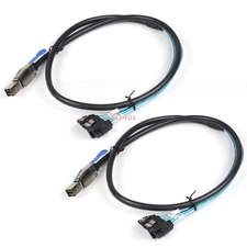 2x Mini SFF 8644 36 Pin to 4X SATA Multi-Lane Forward Breakout Splitter Cable 1M