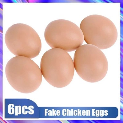6pcs Plastic Eggs Chicken House Small Fake Eggs Farm Animal Supplies Cages