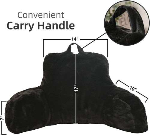 Luxurious Faux Fur Reading Pillow Wedge for Adults & Kids - Firm Back Support - Picture 4 of 10