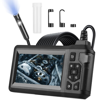 New 1080P Dual Lens Endoscope Camera with LED, Screen, and Waterproof Cord