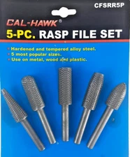 5 PC RASP File Alloy Steel Set 1/4" Shank Rotary Tool Metal, Wood, and Plastic