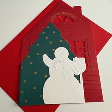 Hallmark Snowman and House Christmas Invitation Card Holiday Festive Set of 5