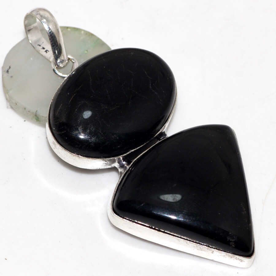 Black Onyx 925 Silver Long Pendant 2.5 Inch Perfect Birthday Gift JW