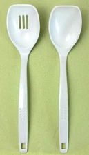 Kamenstein Melamine White Kitchen Utensils - Serving Spoon/Slotted Serving Spoon