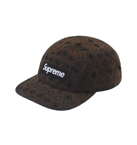 Casquette de camp noire brodée en denim floqué Supreme taille unique neuve EN MAIN FW24