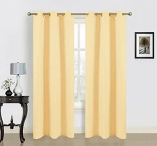 Dainty Home Blended Silk Grommet Window Panel Pair with Cotton 76x84'' Banana...