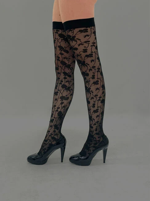 Wolford Roses Autofixant Bas sans Maintien Avec Fleurs Motif