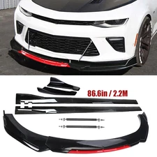 Front Bumper Lip Splitter Spoiler Side Skirt For Chevrolet Chevy 2 Layer Glossy