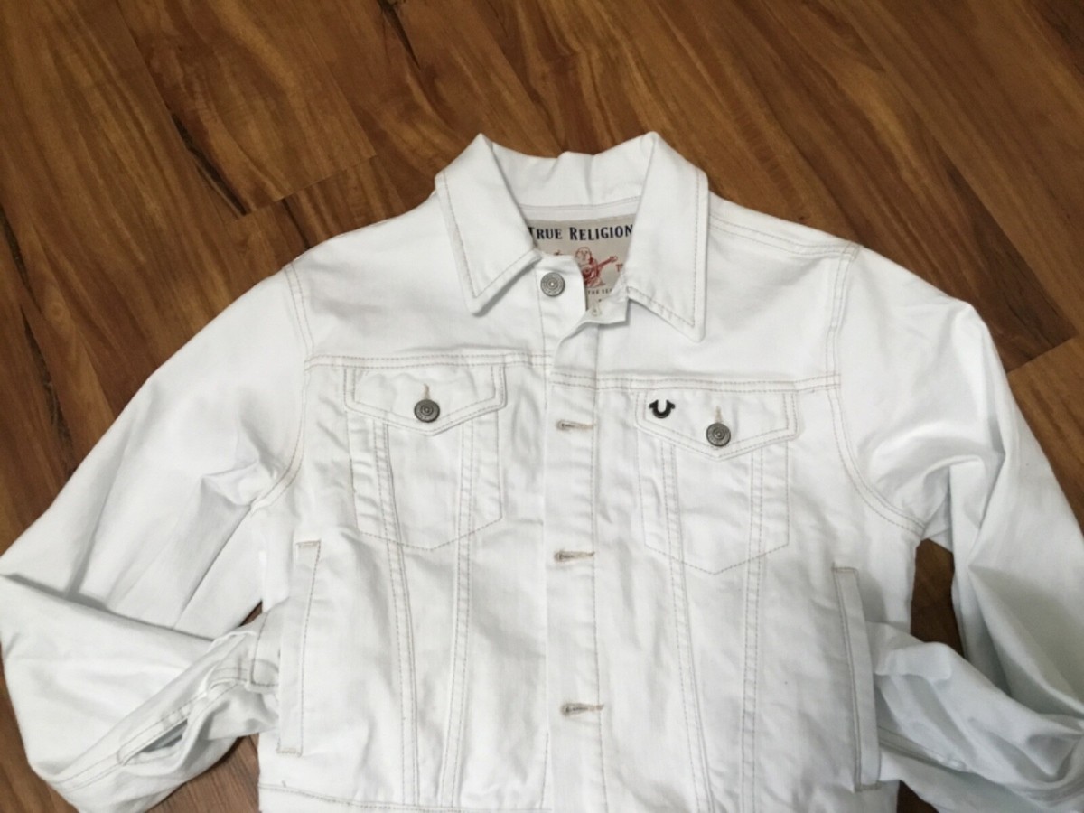 True Religion Women's Shrunken Trucker Denim Optic White