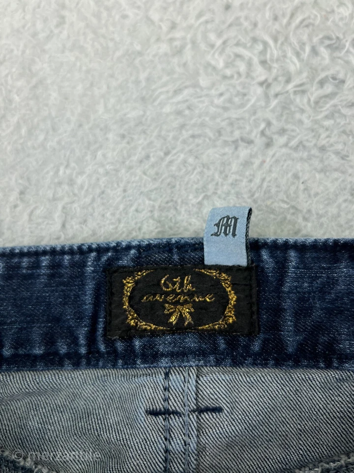 Pantalones de mezclilla 6th Avenue para mujer azules medianos corte botín adornados encaje brillante Foto 4 de 4