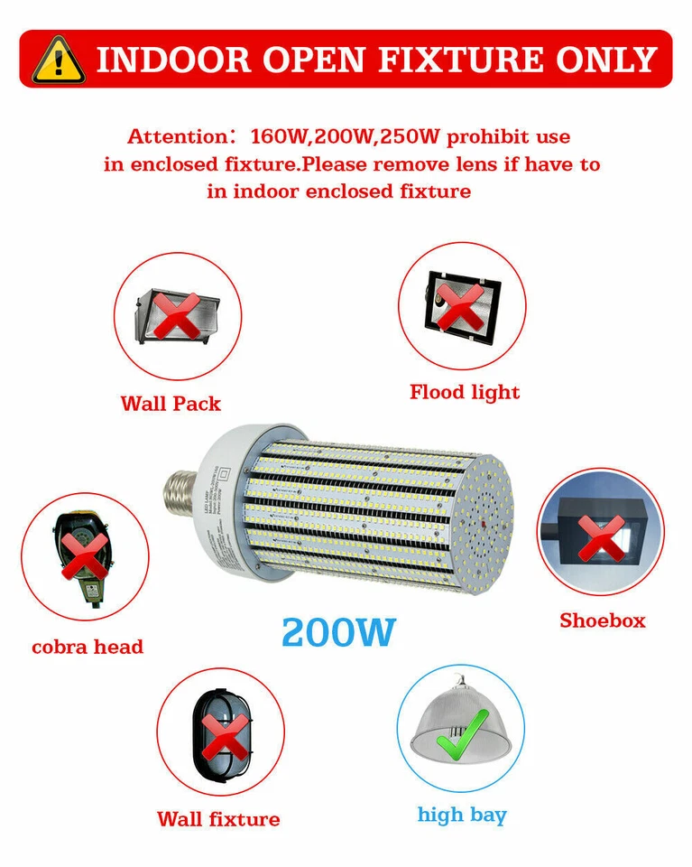 LED Corn Light Large Area Warehouse Factory E39 Bulb 60W 80W 100W 120W 160W 200W - Image 2 of 4