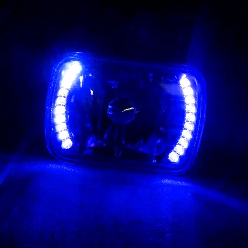 7X6 7X5 Projector Blue LED Halo Headlight Fit 1982-1993 Chevy S10 Blazer GMC S15 - Picture 4 of 10