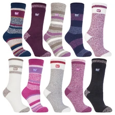 Heat Holders - Ladies Thick Patterned Warm Winter Striped Twist Thermal Socks