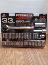 Powerbuilt 33 Piece Socket Set. SAC & metric 6,mm To 18mm. 5/32" To. 3/4"